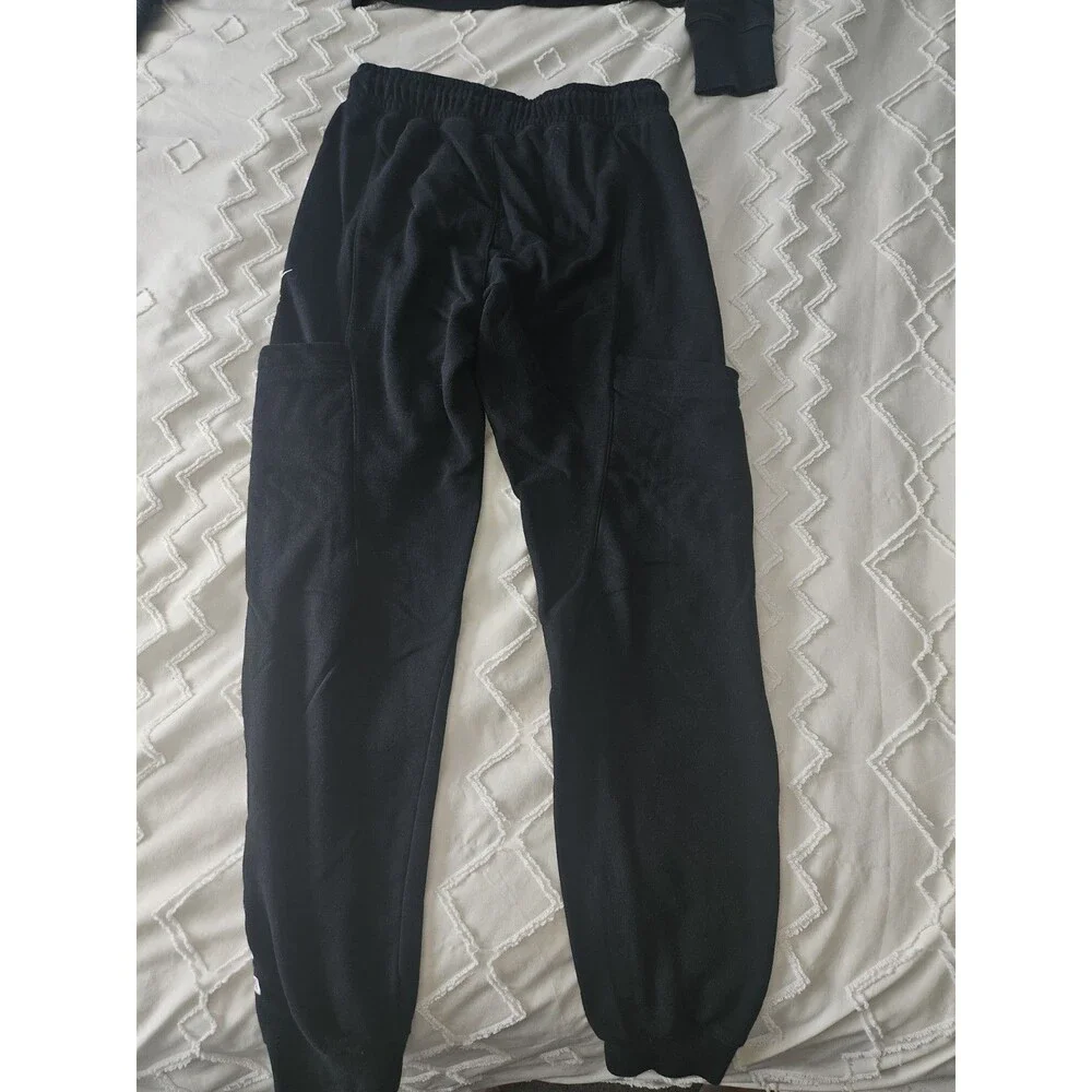 Nike Air Kid's 2-Piece Sweatsuit Logo Pockets Drawstring Black Size S